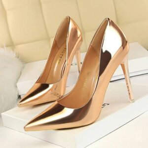 gold High-heeled Patent Leather